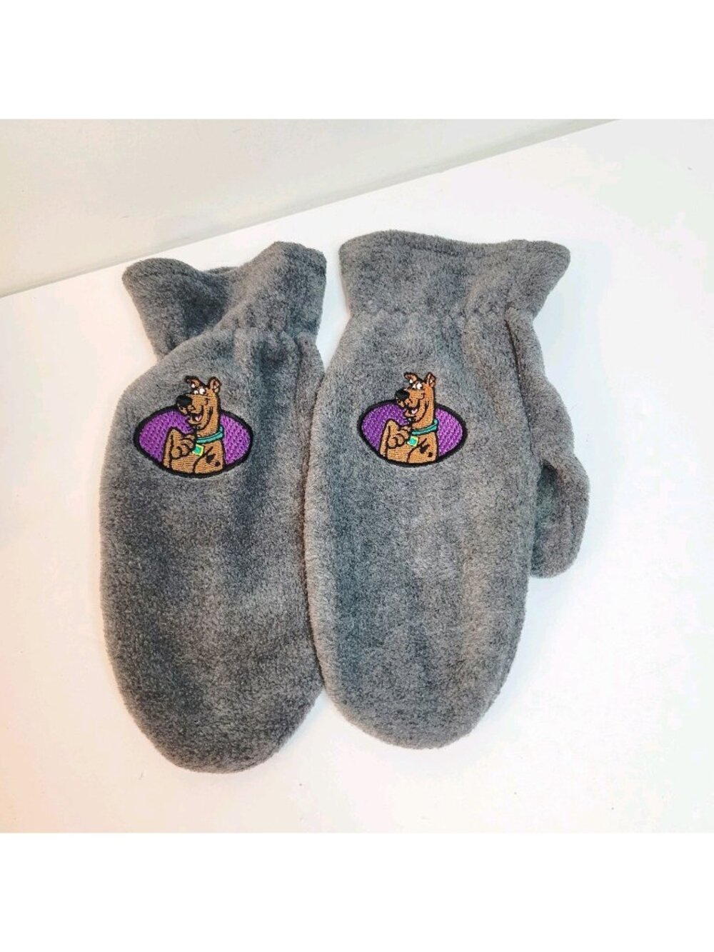 Vtg Y2K Kidcore Scobby Doo Gray Adult Glove Mittens Stitched Winter